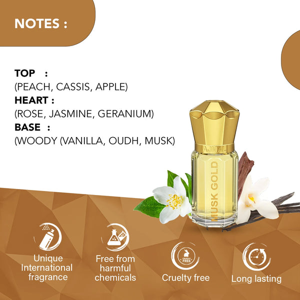 Ajmal Musk Gold Concentrated Perfume Oil 5ml For Men & Women