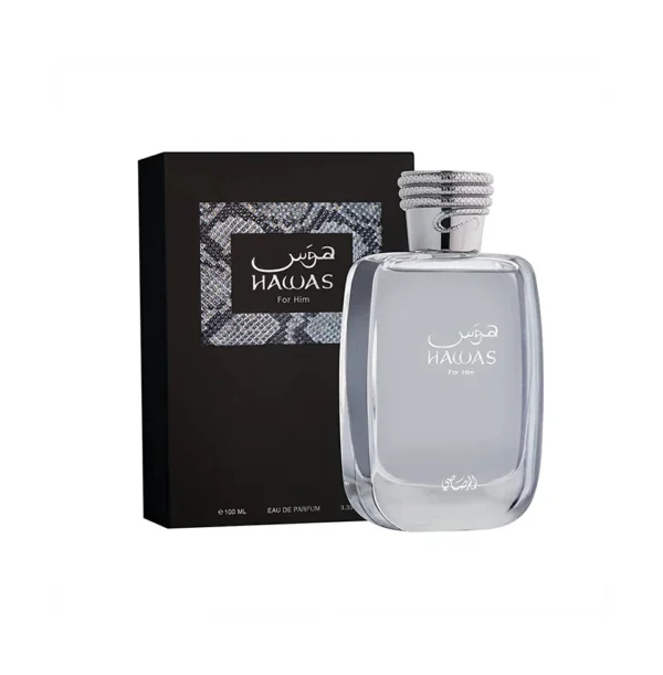 Rasasi Hawas Eau de Parfum 100ml For Men Experience the bold and seductive scent of Rasasi Hawas Eau de Parfum. This 100ml fragrance for men exudes confidence and charm, making you stand out from the crowd. With its long-lasting formula, it's perfect for all-day wear. Get ready to turn heads and leave a lasting impression with Rasasi Hawas. Fragrance Notes - Top Notes: Bergamot and Orange blossom Heart Notes: Cinnamon and Marine Notes Base Notes: Sandalwood, Cedar, Amber Wood and Ambergris