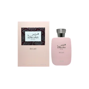Rasasi Hawas Eclat Eau De Parfum 100ml For Women Indulge in the elegant and alluring scent of Rasasi Hawas Eclat Eau De Parfum. This luxury fragrance captivates with its premium blend of aromatic notes, leaving a lasting impression wherever you go. Enhance your sophisticated style and make a statement with every spritz. Fragrance Notes - Top Notes- Litchi, Bergamot, Pear & Pink Pepper Heart Notes- Rose, Incense, Jasmine Sambac, Peony & Heliotrope Base Notes - Vanilla, Amber, Musk, Sandalwood, Woody notes & Creamy Musk