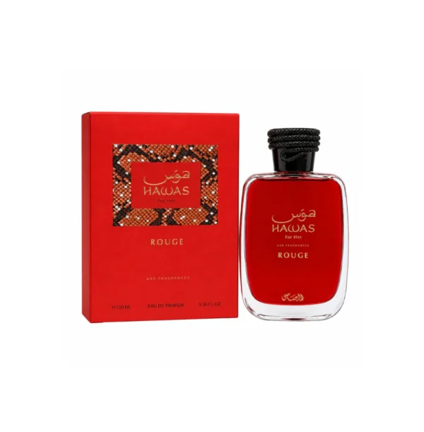 Rasasi Hawas Rouge Eau De Parfum 100ml For Women Ready to paint the town red? This vibrant bottle packs a playfully sweet punch of juicy, sun-ripened pear and bright citrus, beautifully tangled with a bold, velvety red-rose accord. It’s smooth, incredibly seductive, and dries down to a warm, creamy hug of rich vanilla and amber. Unapologetically feminine, classy, and always ready for a night of adventure! Fragrance Notes Top Notes: Bergamot, Juicy Pear & Pink Pepper Heart Notes: "Rouge" Rose Accord, Luminous Jasmine & Orange Blossom Base Notes: Creamy Vanilla, Patchouli, Warm Amber & Sensual Musk